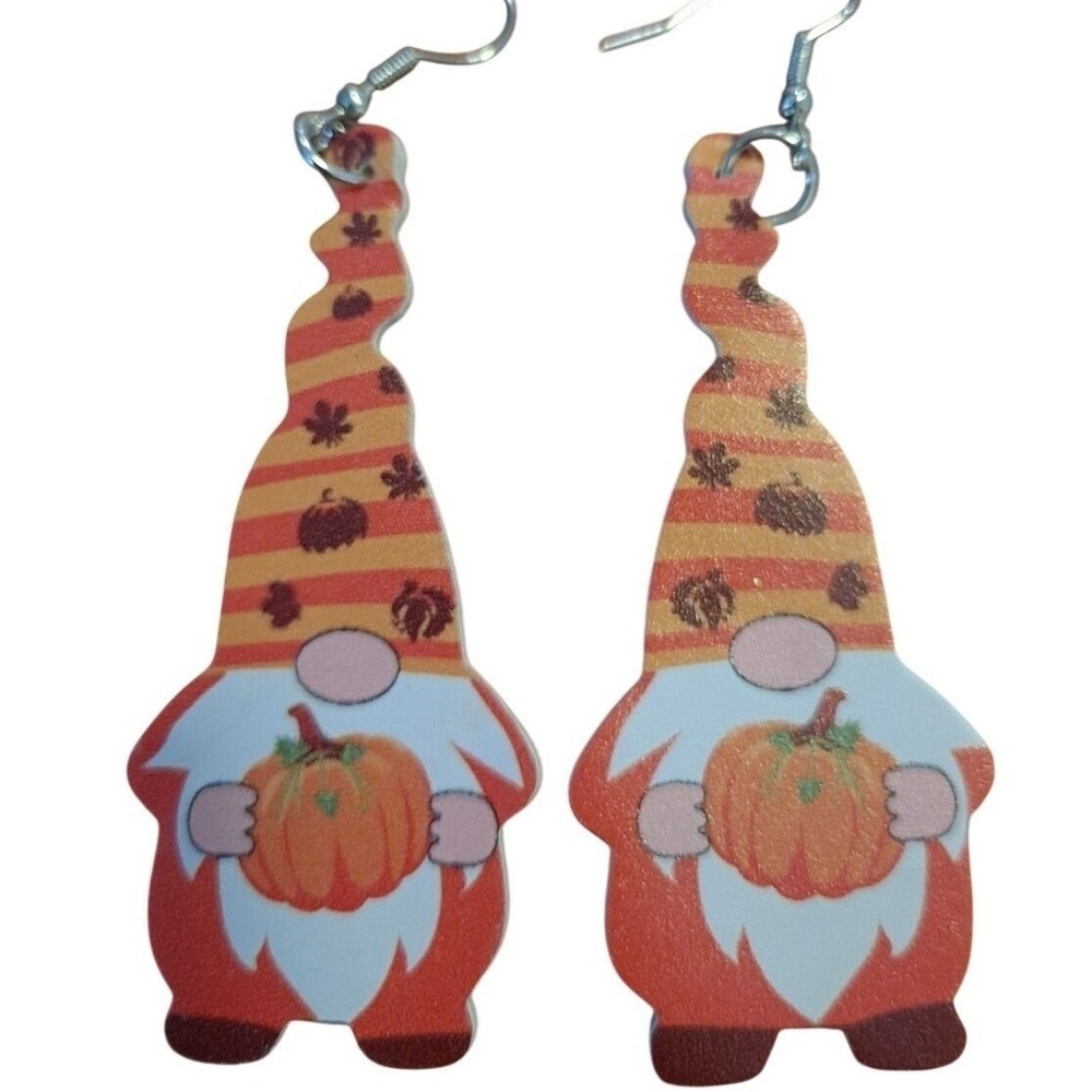 Halloween Gnome Teardrop Earrings Double-Sided‎ Faux Leather